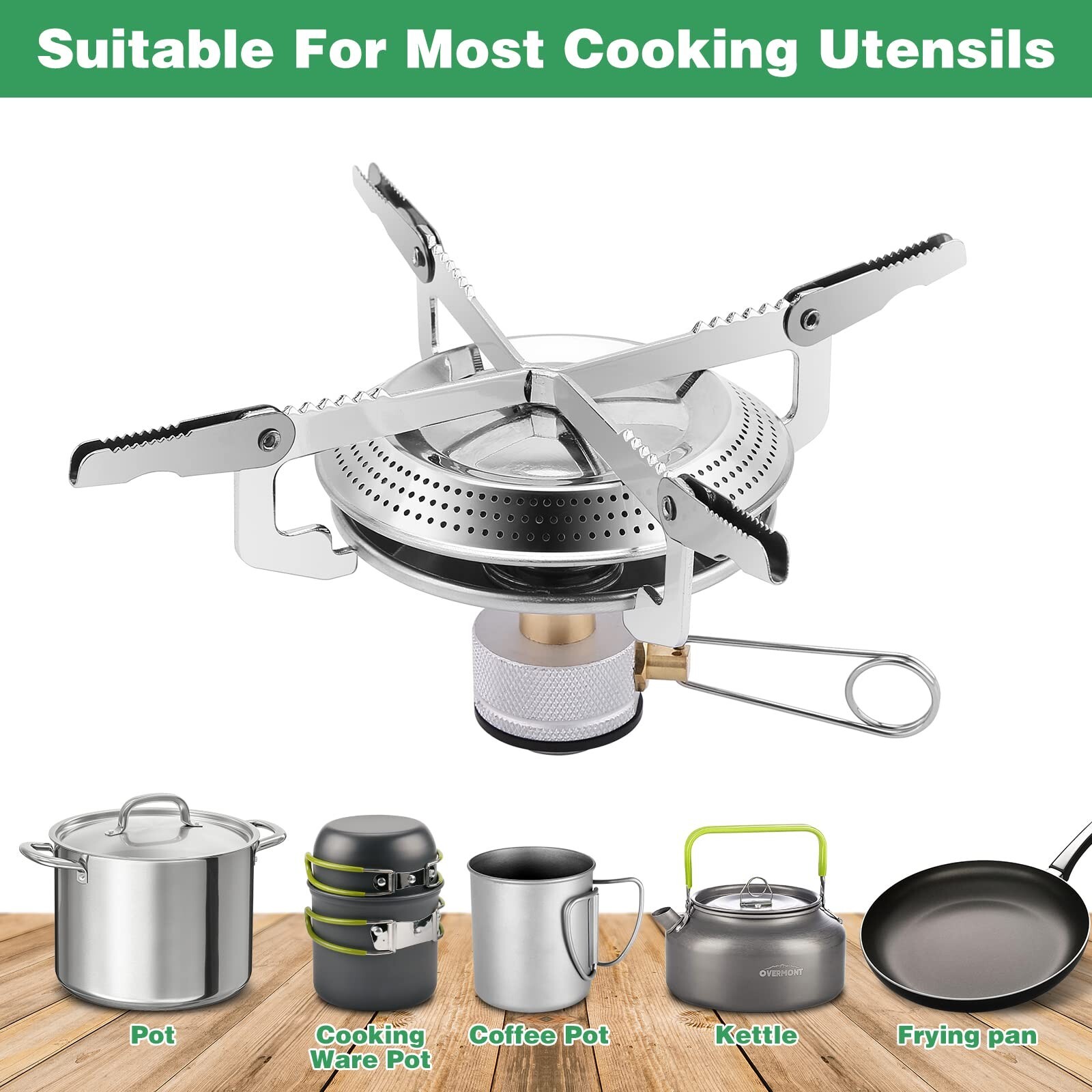 Camping Stove with 1LB Propane Tank Adapter, Fuel Can Canister Stand and Bag