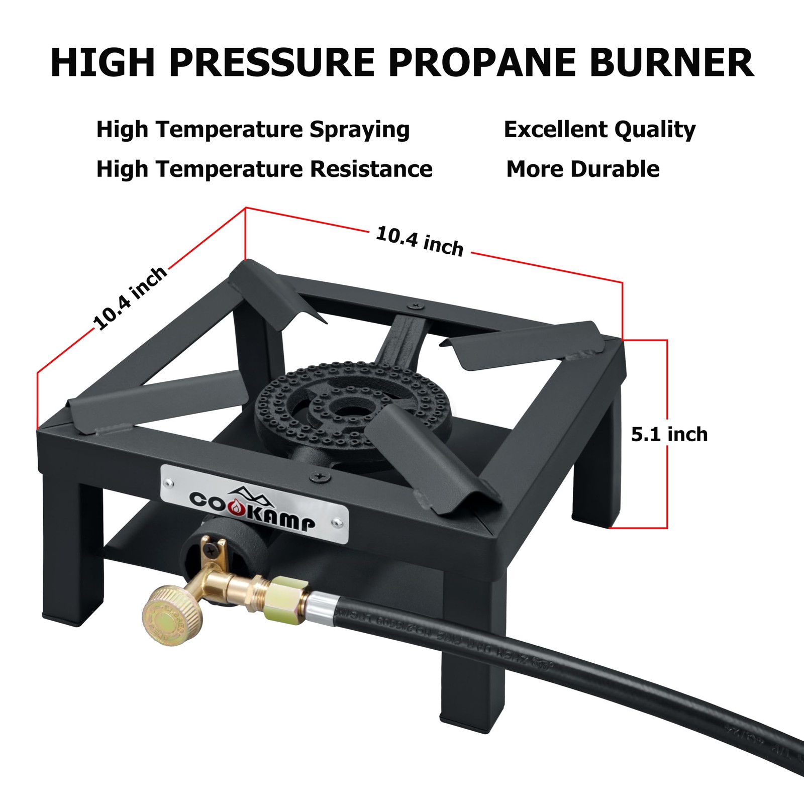 COOKAMP Propane Burner Angle Iron Camp Stove with CSA Listed Regulator and 4f…