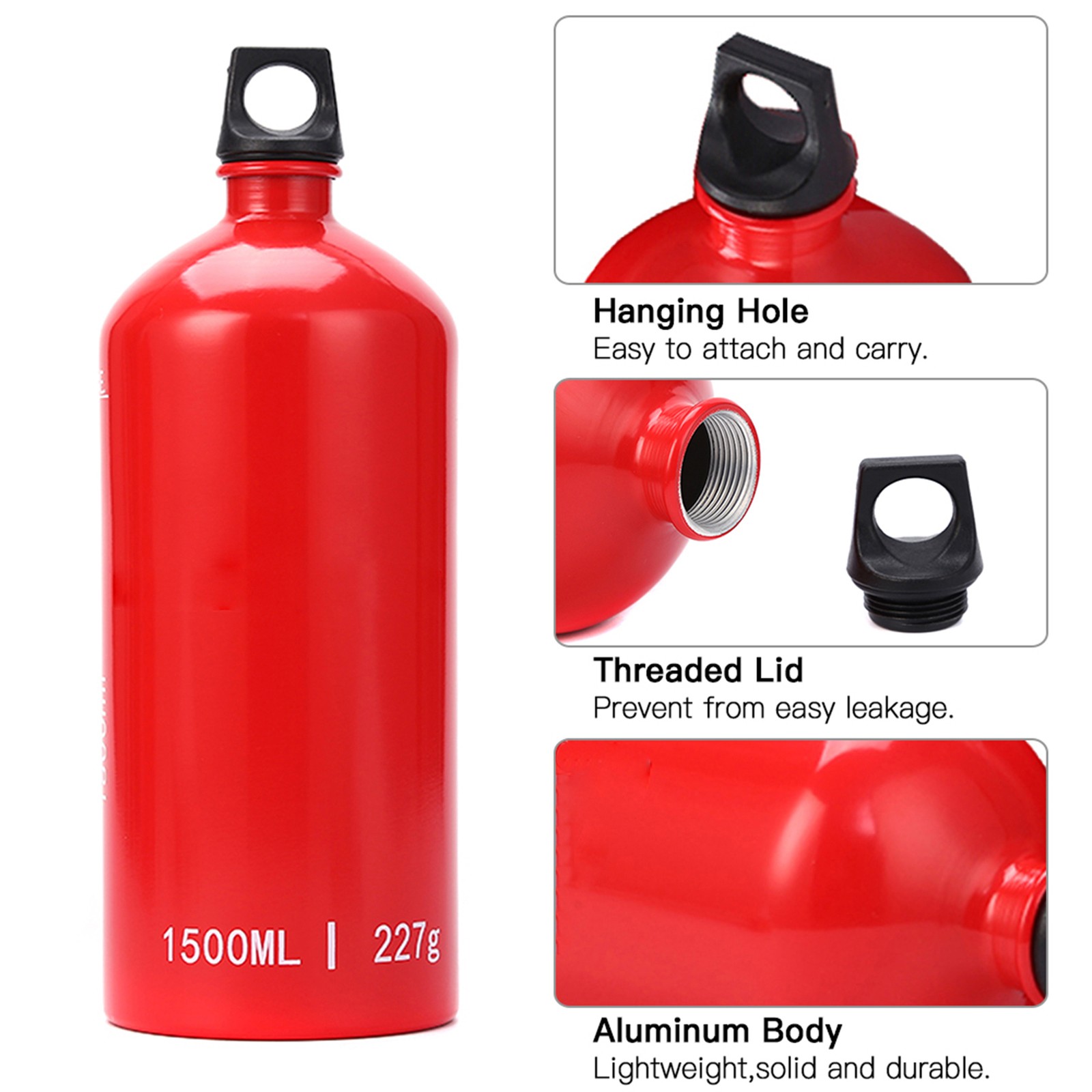 True 1.5L Gas Oil Fuel Bottle Aluminum Camping Hiking Gas Oil Cont IBWE