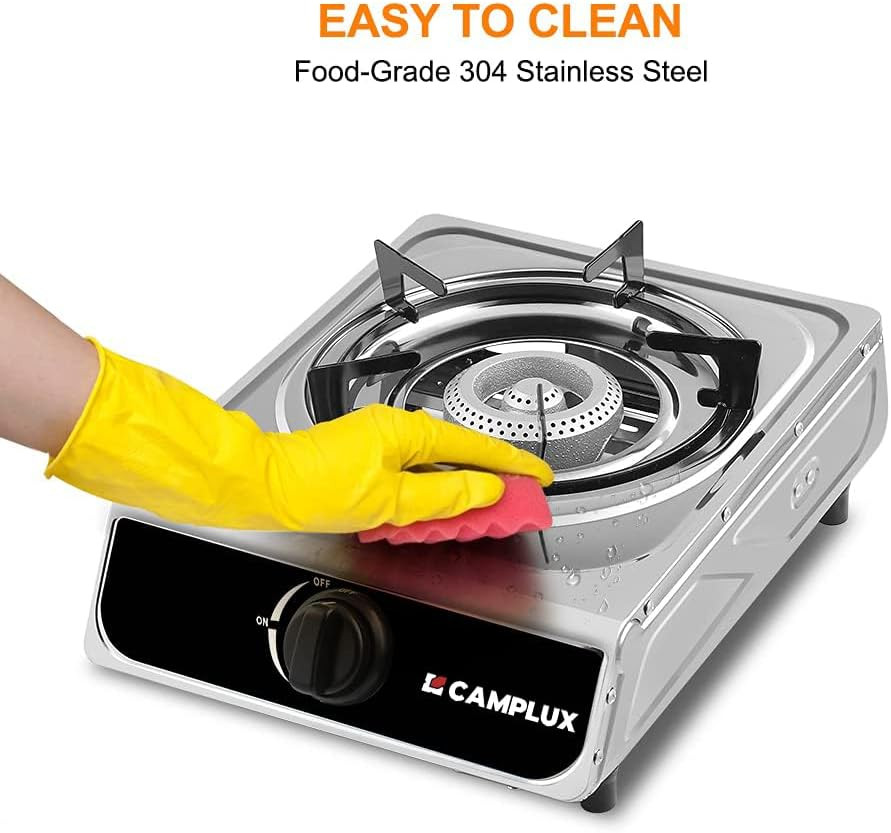Portable Stainless Steel Propane Stove 9,800 BTU – Single Burner Gas Cooker