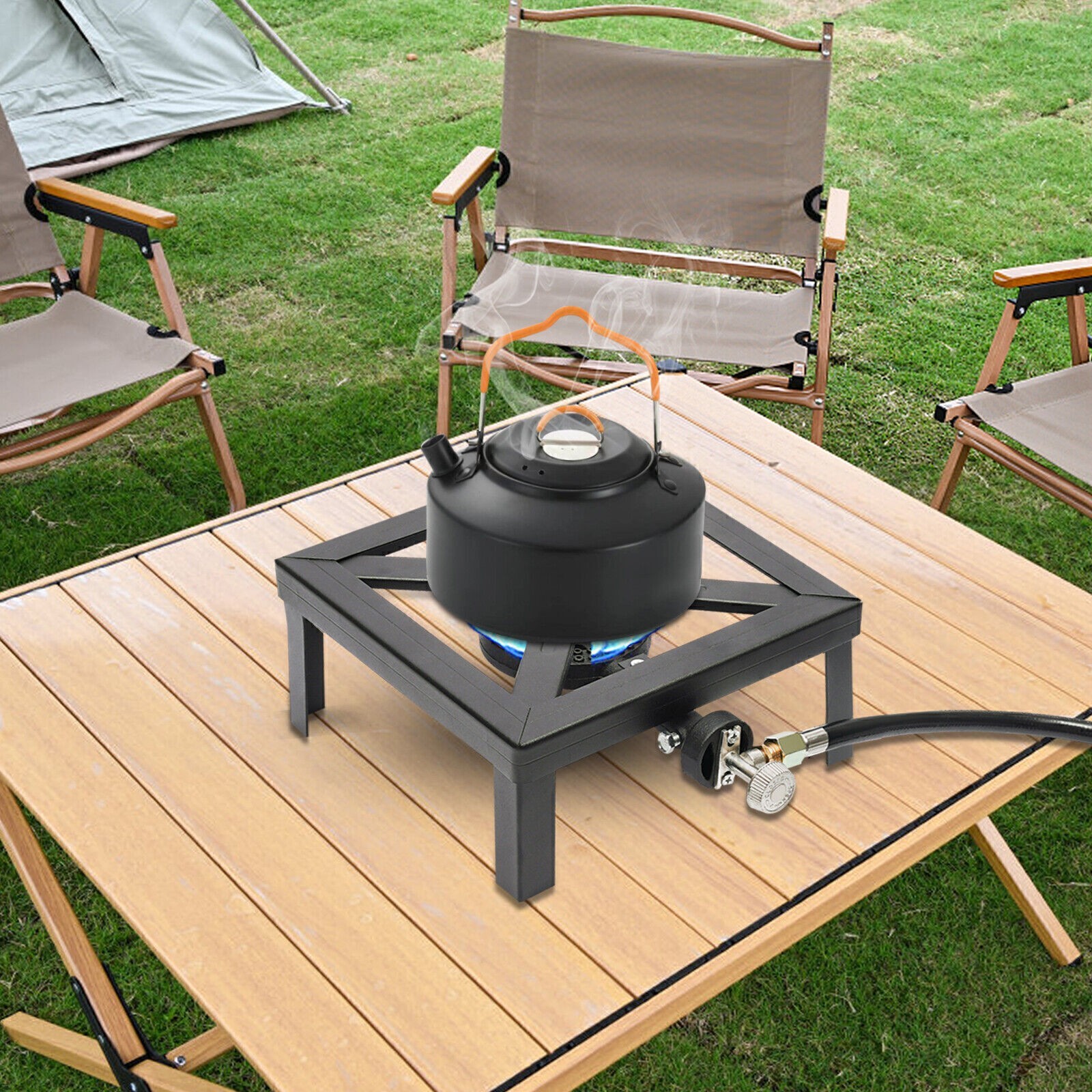 Propane Cooker Burner Stove Gas Outdoor Cooking Camping Stand BBQ Grill w/ Hose