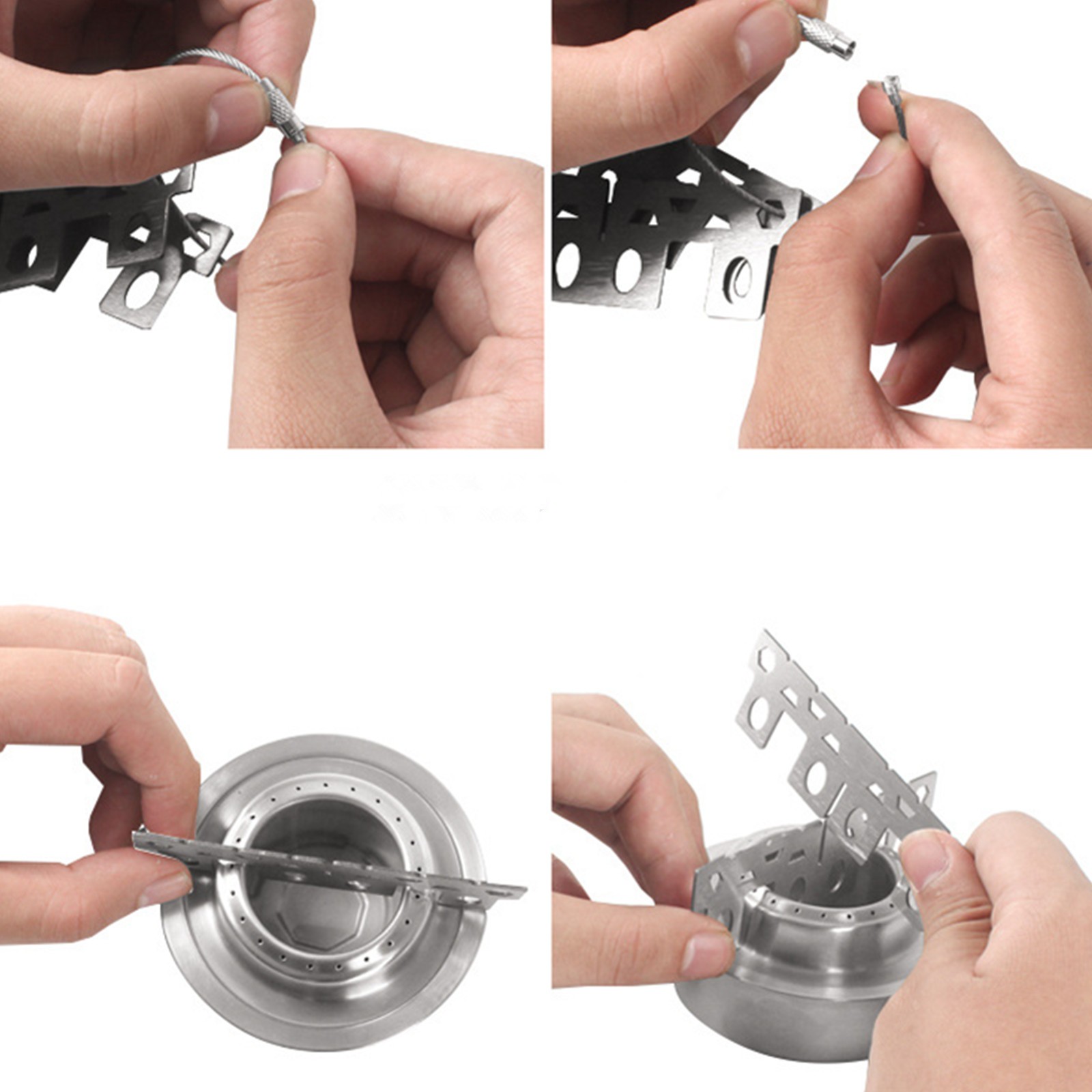 Mini Stainless Steel Outdoor Camping Alcohol Stove Cooking Burner W/Cross Stand