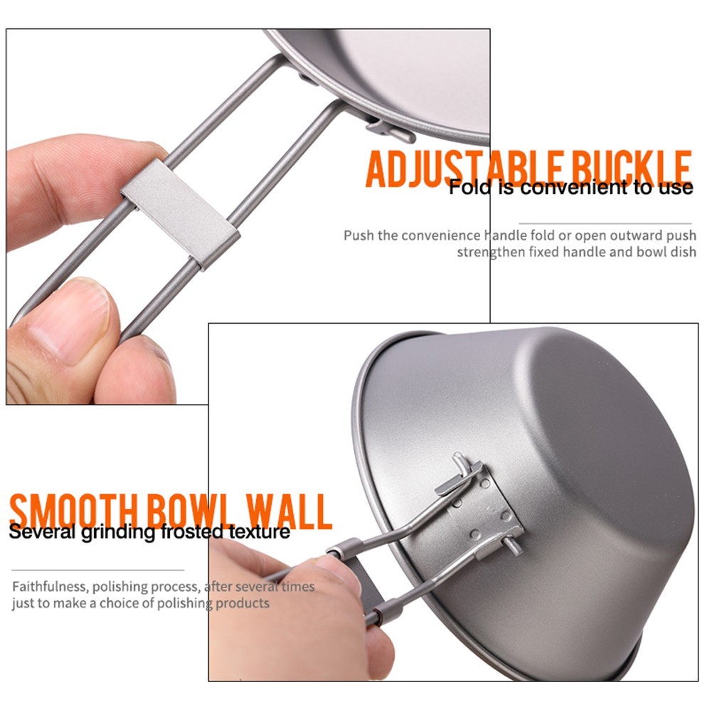 Foldable And Lockable Handle Camping Bowl Pot For Ultralight Backpacking