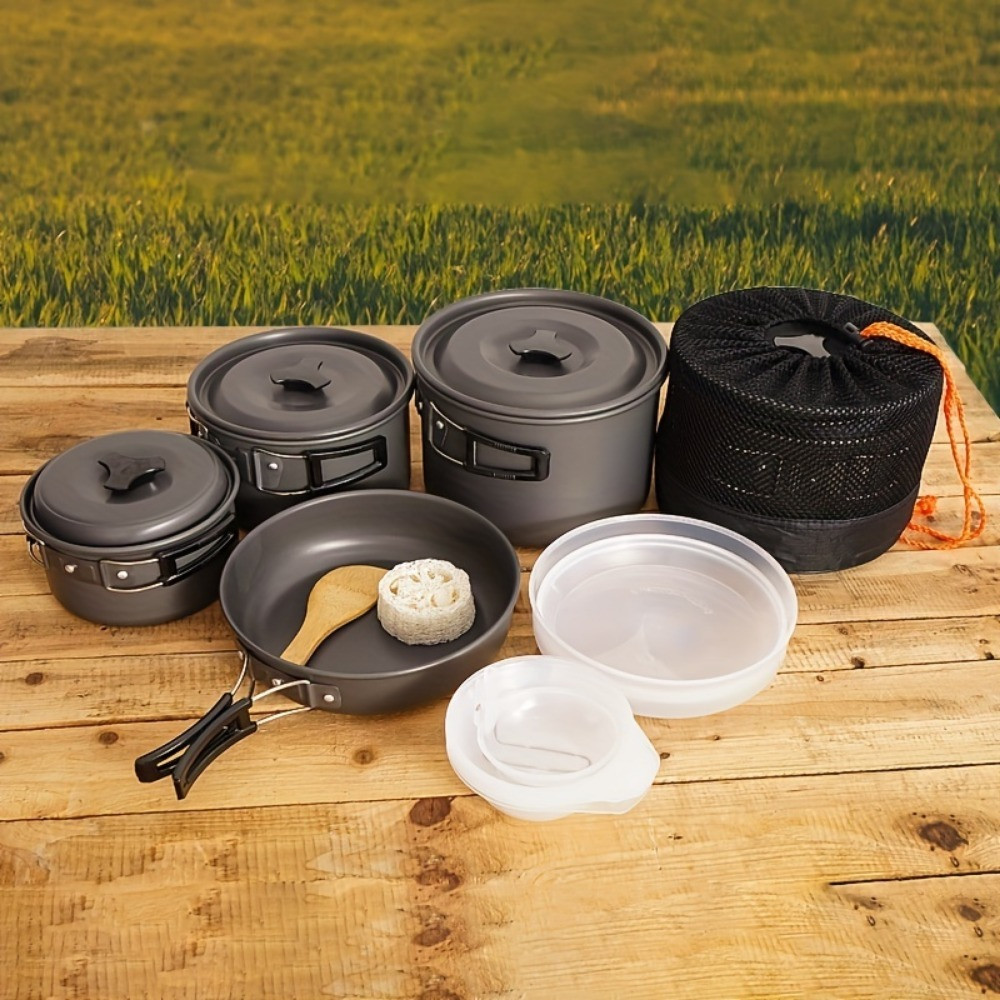 Outdoor Camping Pot Set 1-3 People Portable Folding RV Picnic Barbecue