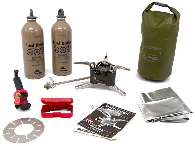 US Military MSR XGK EX Multi Fuel Stove Kit w/ Bottles Sea Line Bag & Repair Kit