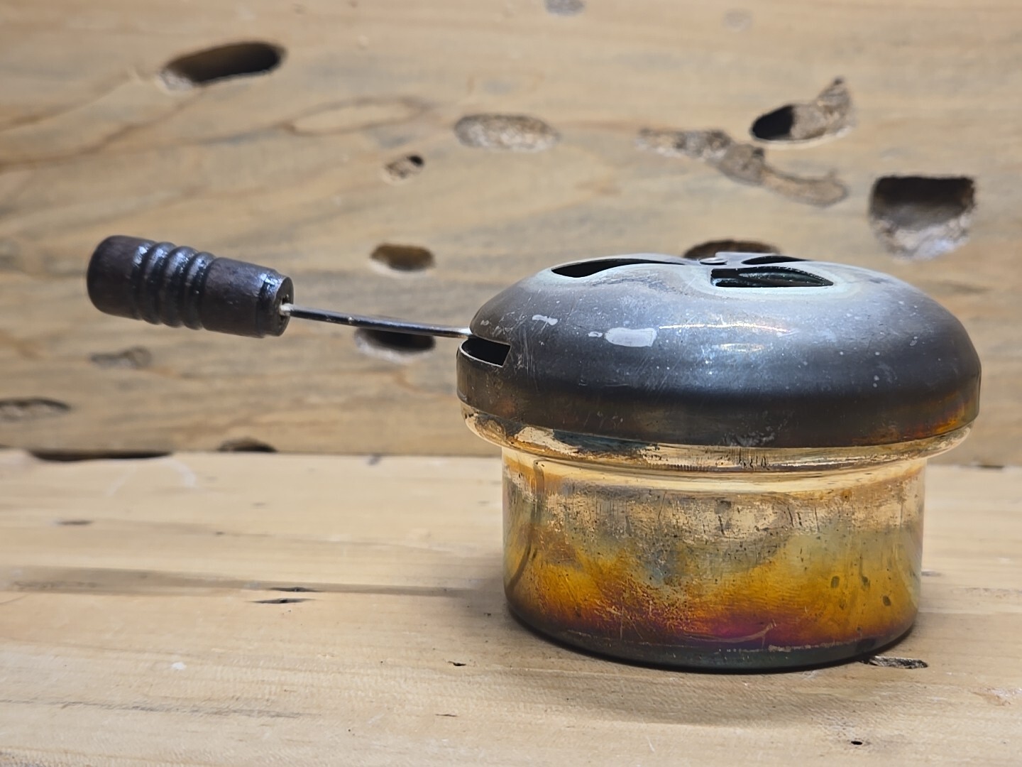 Antique Silver Plated Burner/Warmer With Wooden Handle C507