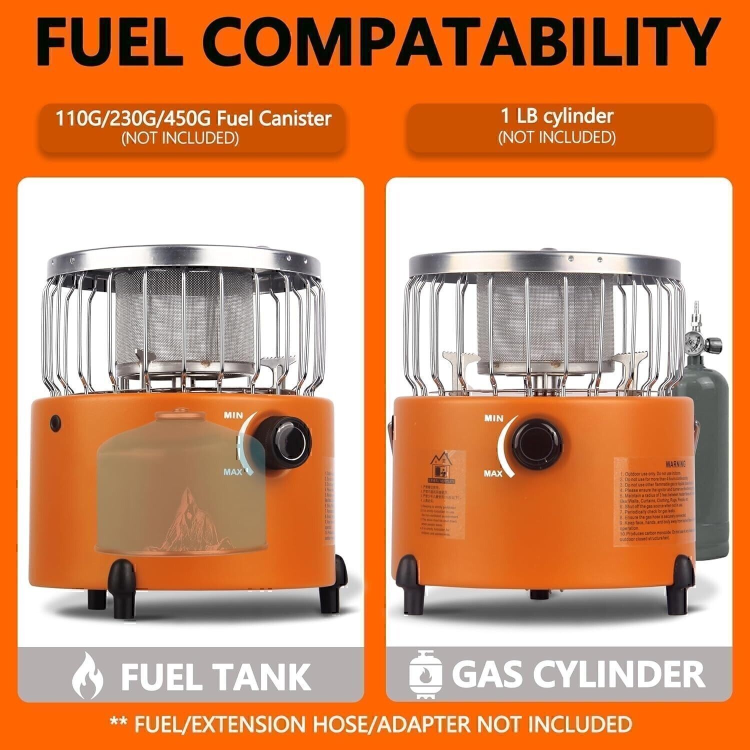 9000 BTU Adjustable Propane Heater – 2-in-1 Indoor & Outdoor Portable Gas Stove