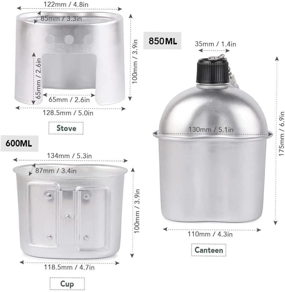 Military Aluminum Canteen with Cup & Stove Set – Perfect for Outdoor Adventures
