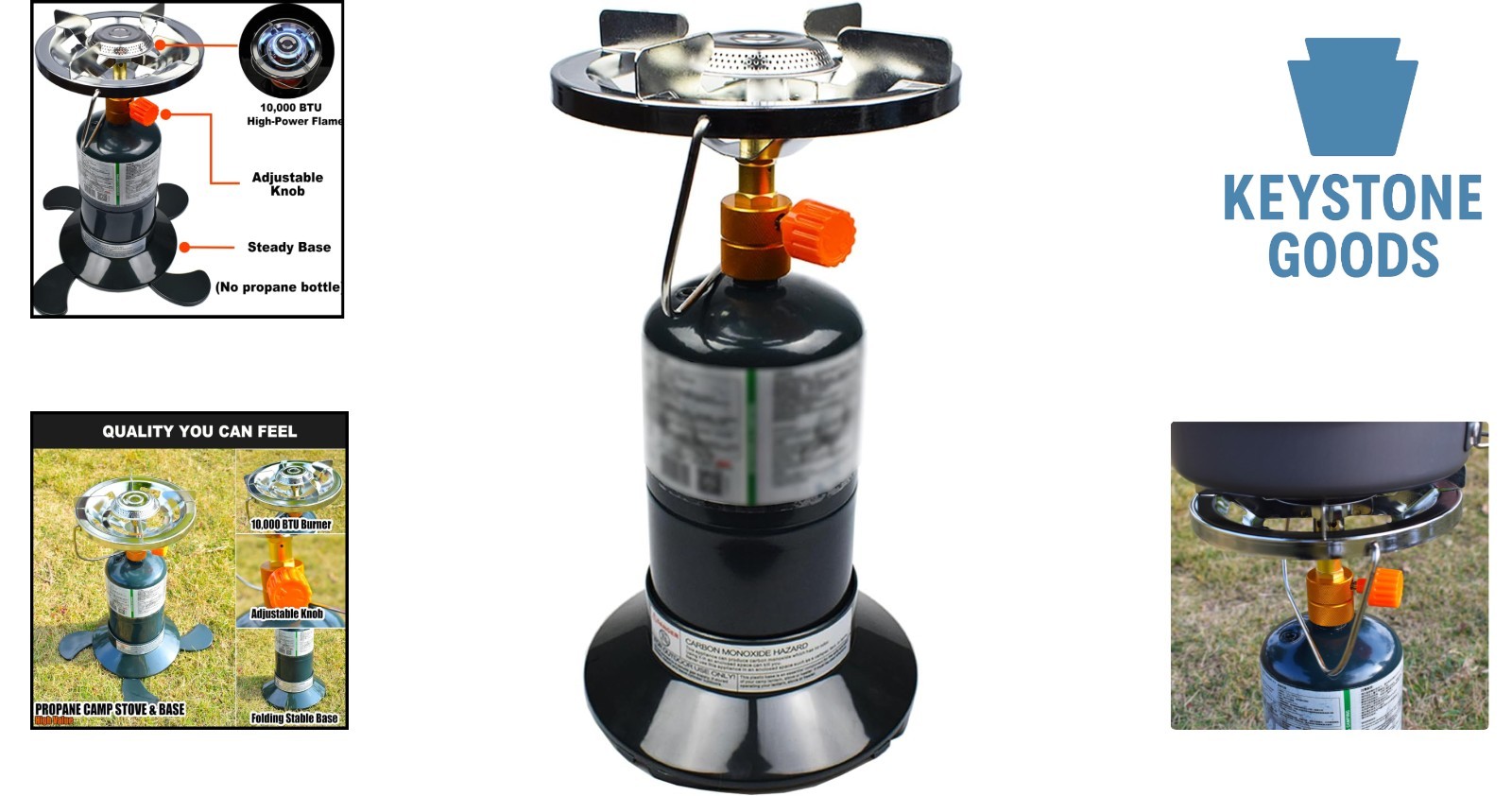 Portable 10,000 BTU Camping Propane Stove Set w/ Carry Case & Adjustable Burner
