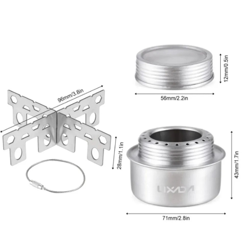 1set Portable Mini Alcohol Camping Stove Aluminum Backpacking Cooker – NEW