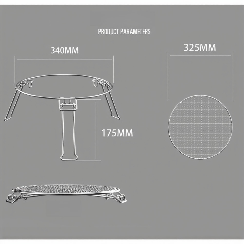 Portable Stainless Steel Camping Grill Grate Foldable with Reinforced Legs