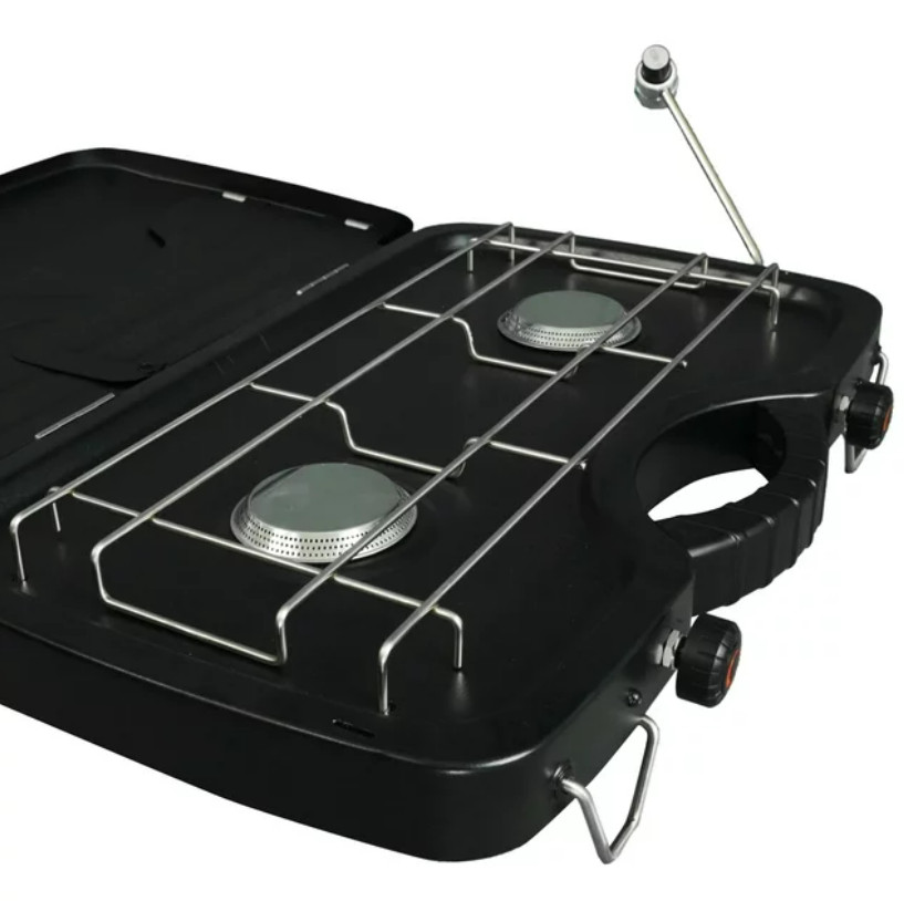 2 Burner Propane Gas Camping Stove with Two 10,000 BTU Stainless Steel Burners