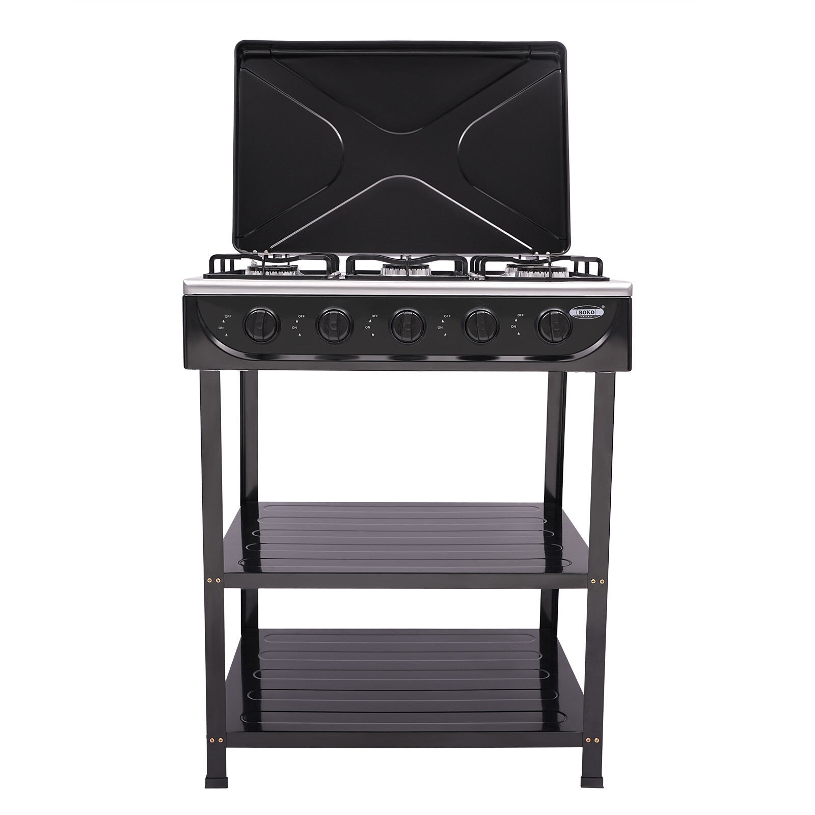 Outdoor Cooking Natural Gas Stove 5-Burners W/ Storage Rack For Camping/Kitchen