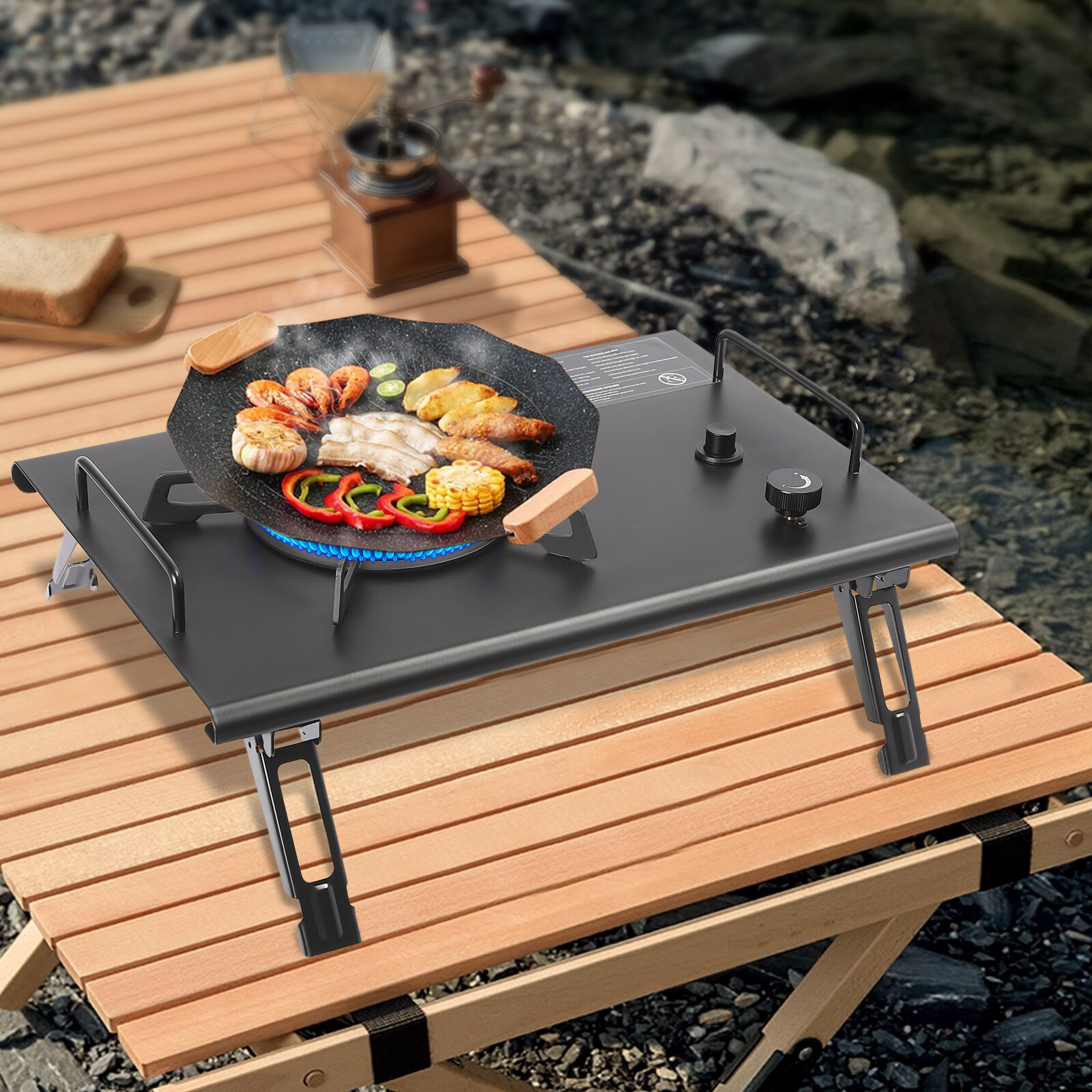 Portable 13,648 BTU Gas Stove, Stainless Steel, Single-Burner, Camping Stove