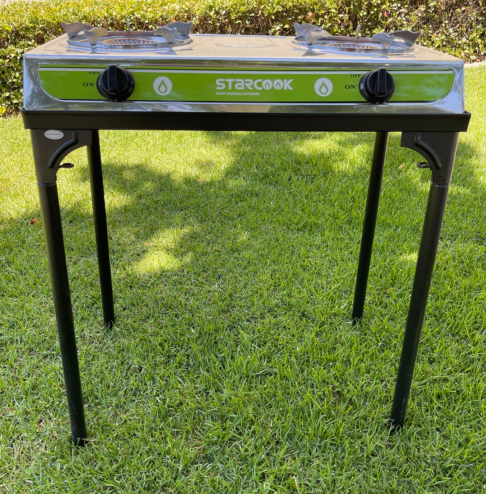 Stainless Double Propane LP Burner Stove Cooker W/Cast Iron Stand & Regulator