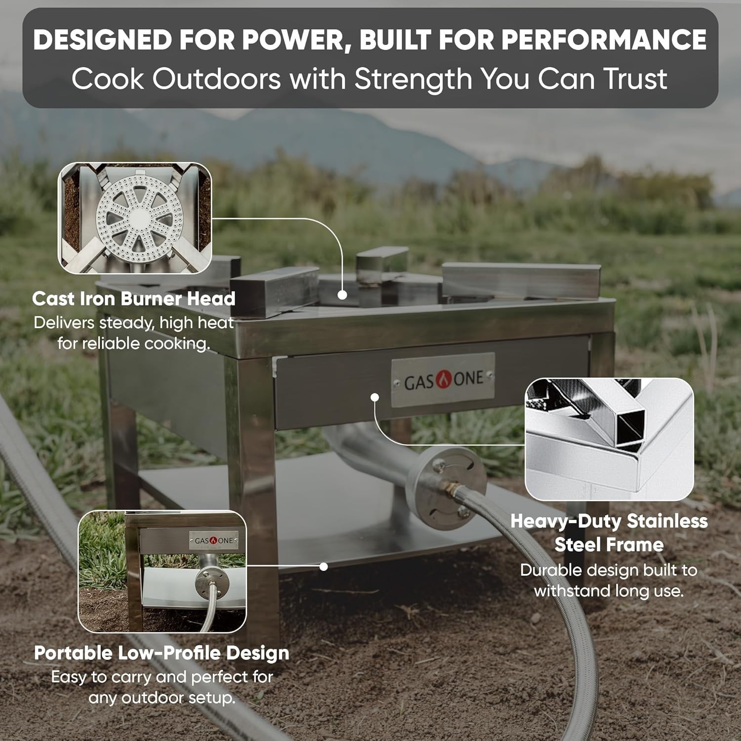 High Output Propane Burner with Adjustable Regulator for Turkey Frying Outdoors