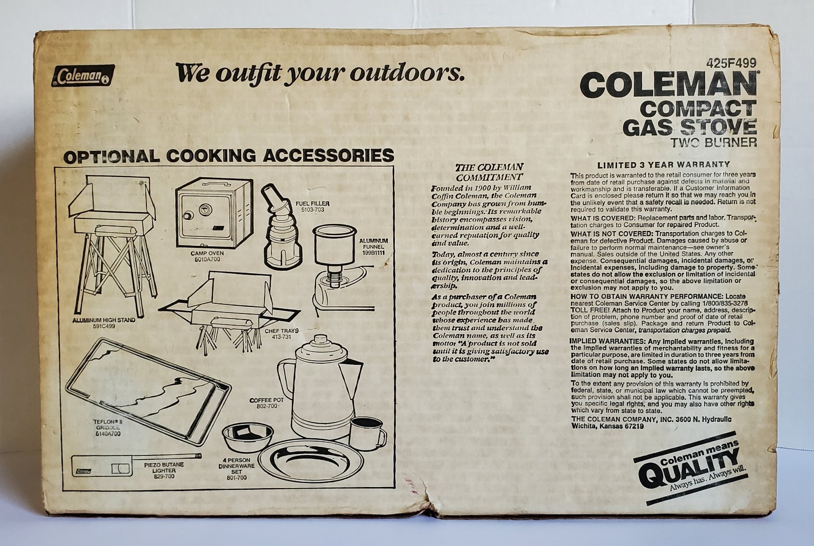 Coleman 2 Burner Compact Gas Camping Stove 425F499 Brand New in Sealed Box 80’s