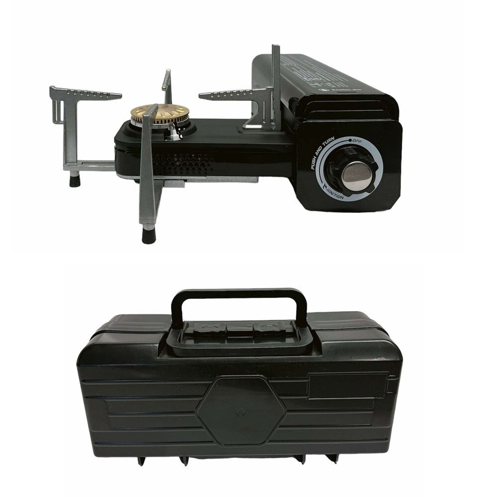 Black Portable Folding Single Burner Butane Stove 7250BTU Foldable Camping Stove