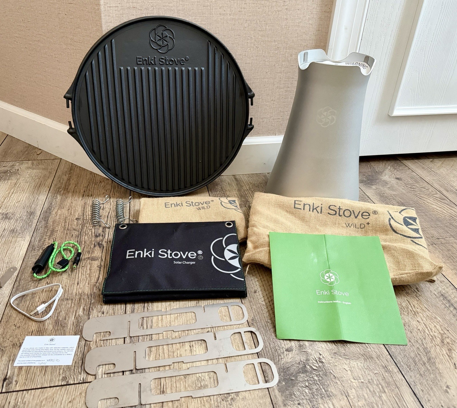 Enki Stove WILD+ Bundle Solar Charger Fan Grill Plate Camping Stove Rare