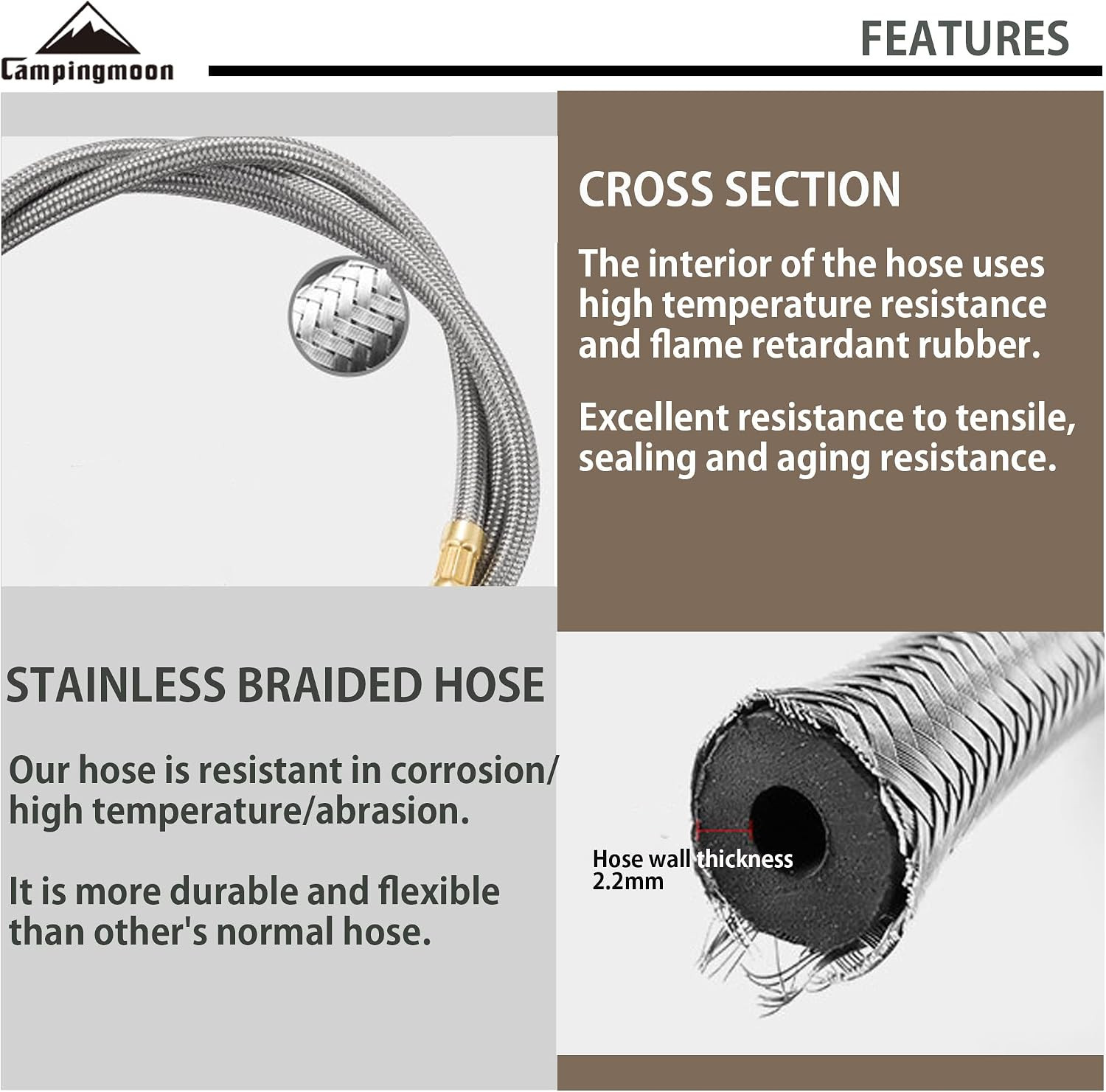 CAMPINGMOON Propane to Butane Camping Stove Adapter with Hose Valve Convert 16Oz