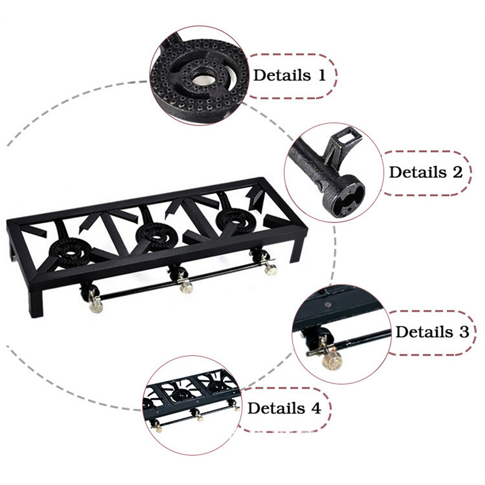 1/2/3 Stove Portable Camping Gas Stove Cast Iron Propane Burner Single/Dual Fuel