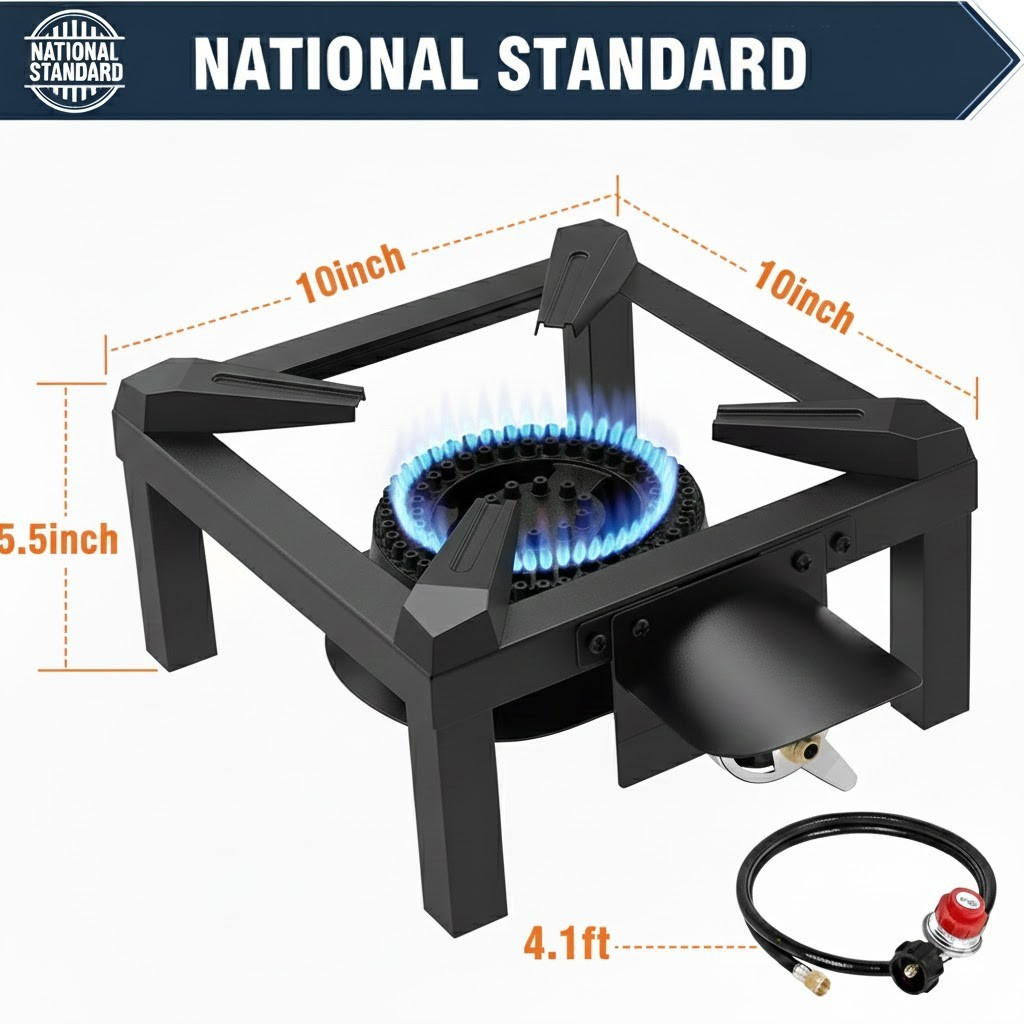 High Output Propane Outdoor Burner Single Stove Heavy Duty Camping Cooking Gas-