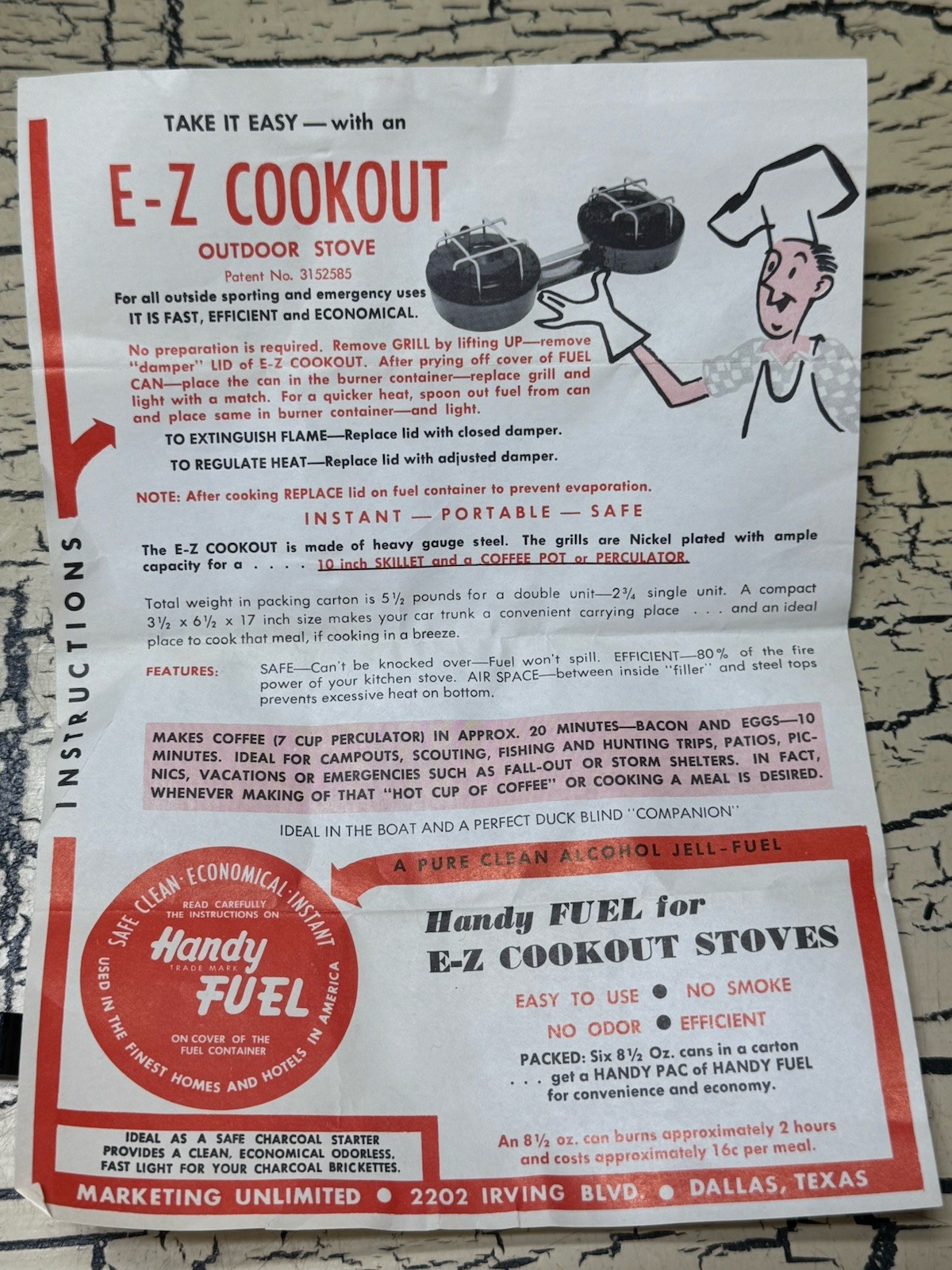 VTG EZ Cookout Cookout Outdoor Camp Stove System Survival Emergency Camping Rare