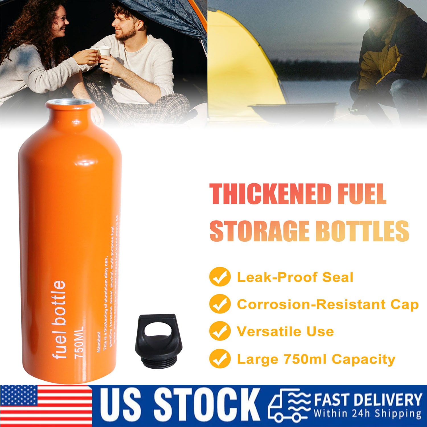 Portable Outdoor Fuel Tank Reserve Bottle Petrol Gasoline Oil Storage Can 750ml