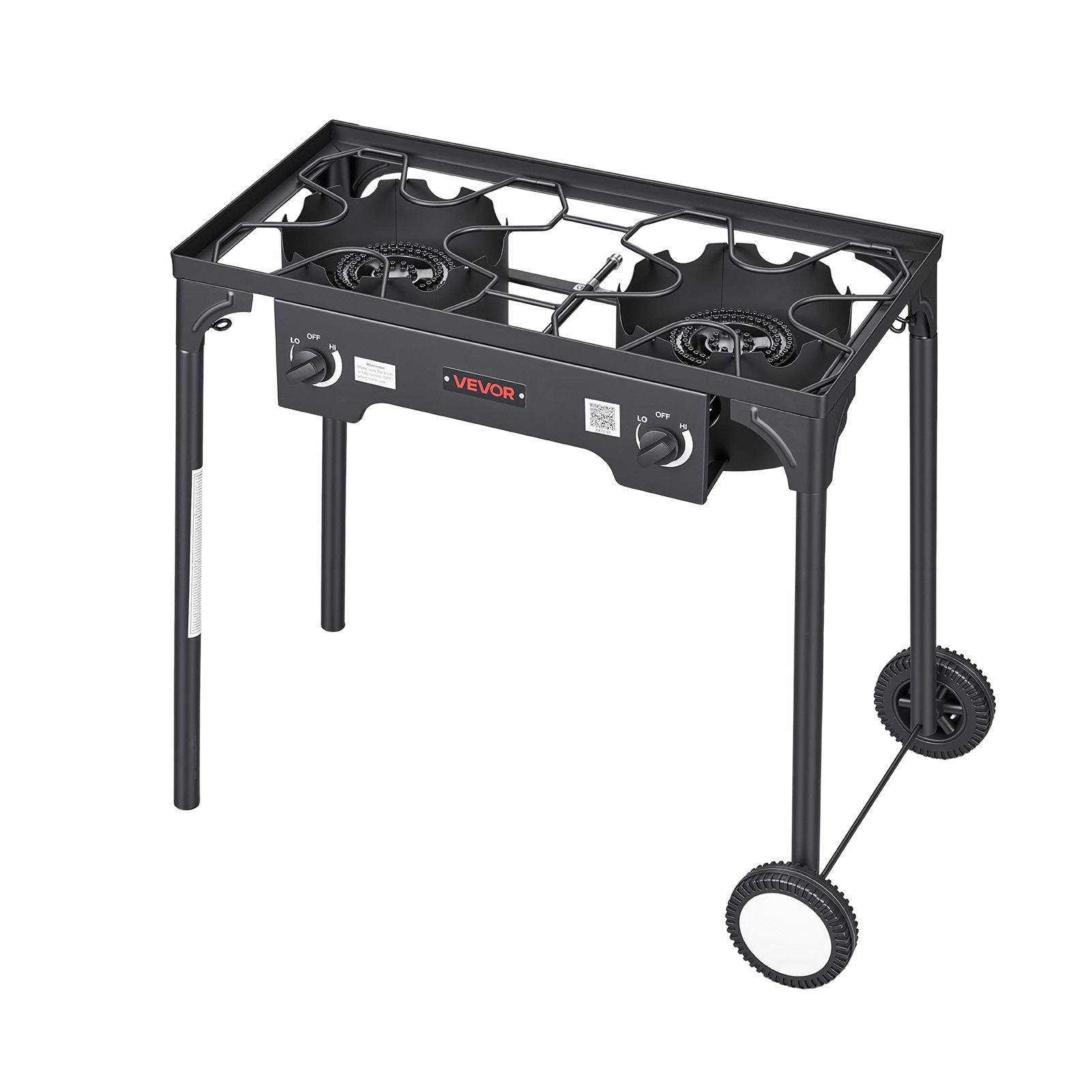 VEVOR 2 Burner Propane Gas Stove 150000 BTU Outdoor Camping Cooker with Wheels