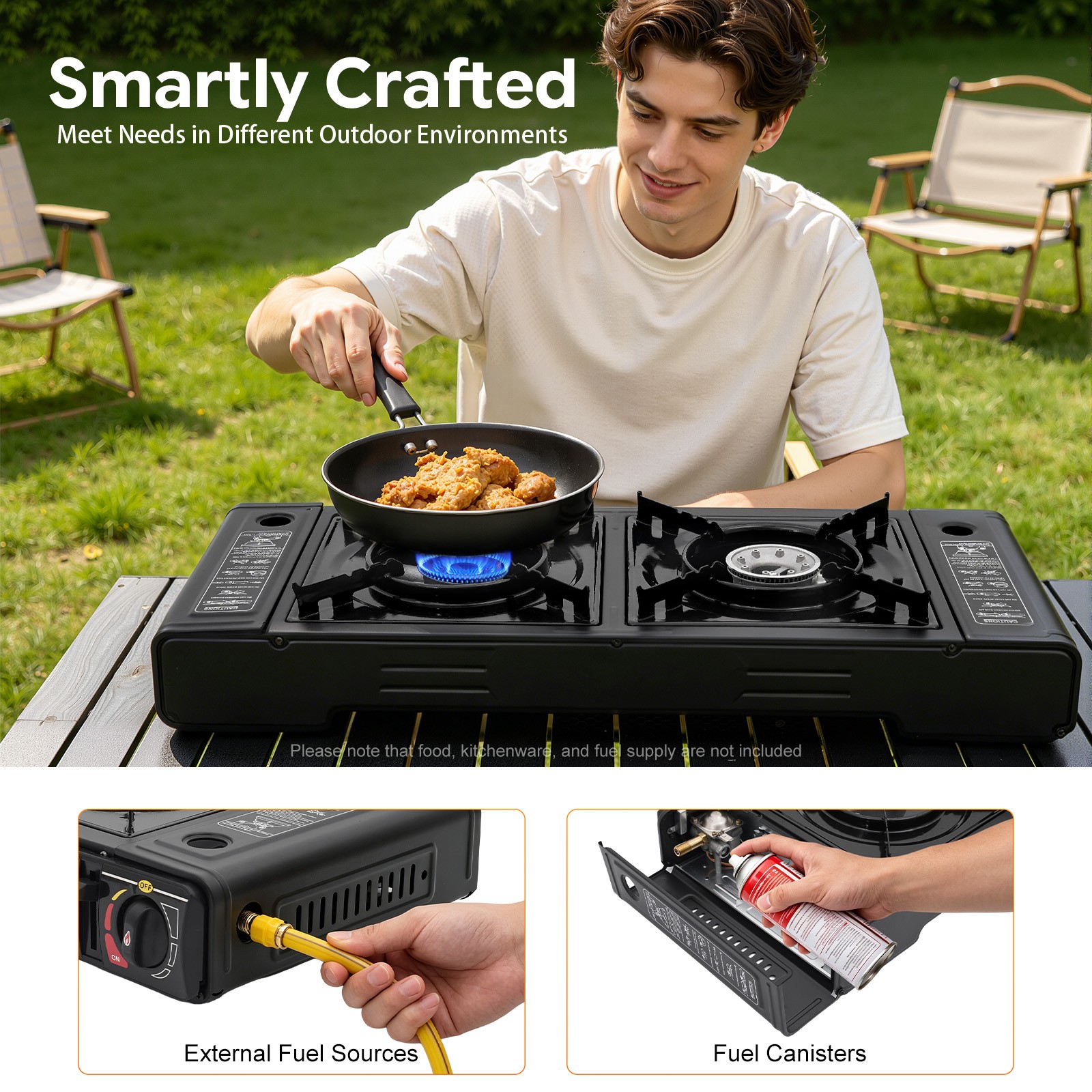 Outdoor Camping Stove 2 Burner Propane Gas Stove Portable with Carry Case