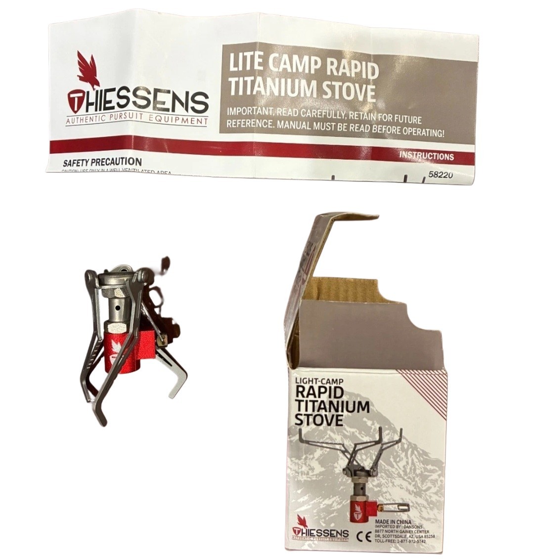 Thiessens Lite Camp Rapid Titanium Stove Portable Gas 8,871 BTU MPN 58220