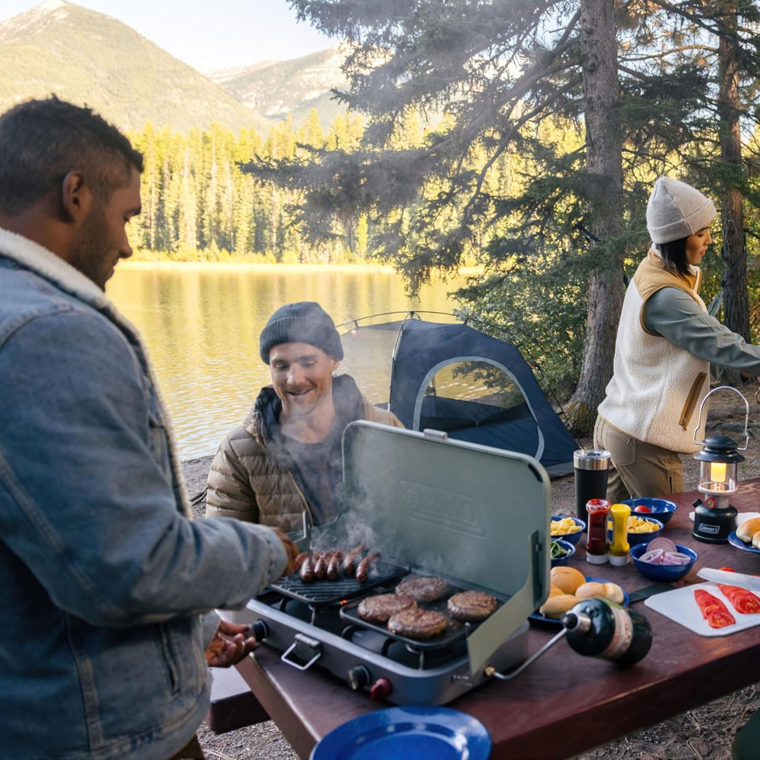 Coleman Cascade 3-In-1 Outdoor Camp Stove, Portable Cooktop with Included Cast-I