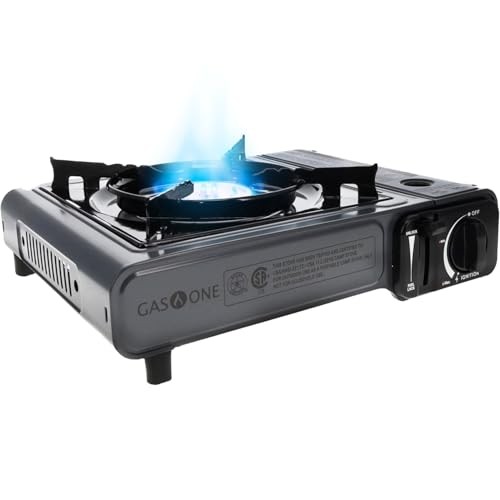 Portable Butane Camping Stove with Case: Automatic Single Unit Gray Standard