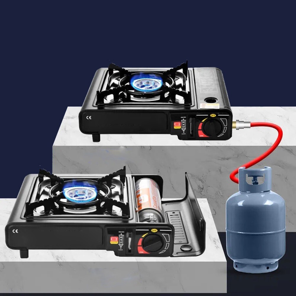 1/2/3 Stove Portable Camping Gas Stove Cast Iron Propane Burner Single/Dual Fuel