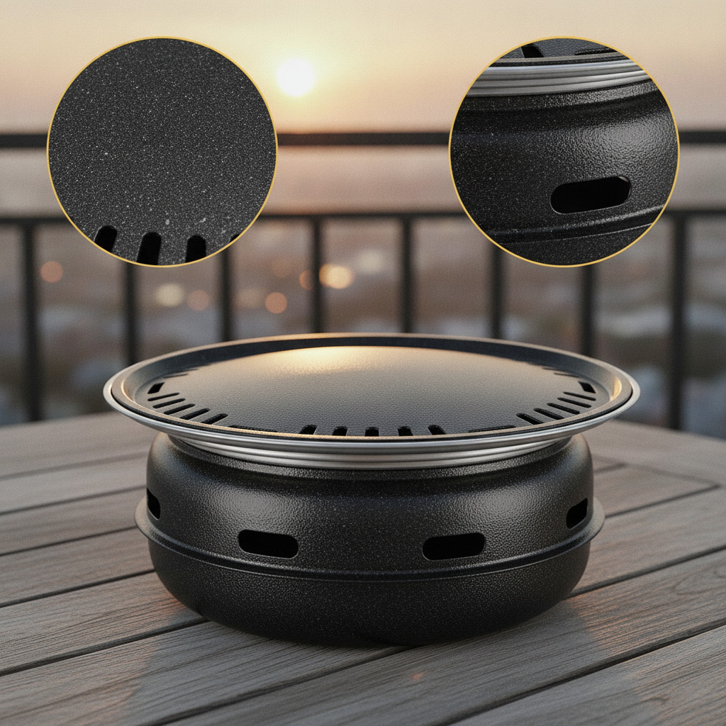 Portable Briquette Grill, Small Premium Metal Outdoor Cooking Grill