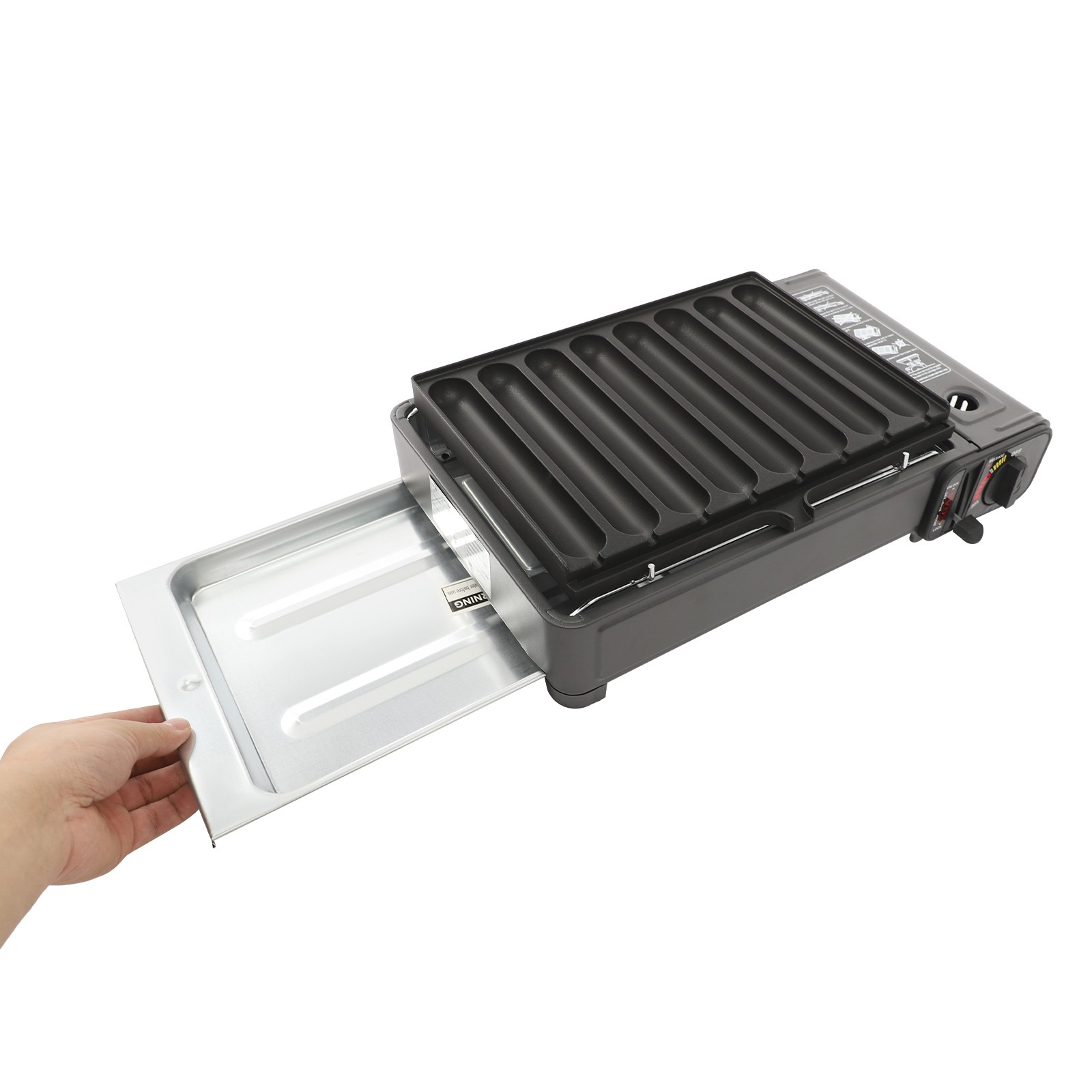Portable Butane Gas Stove 2.2KW Compact Outdoor Cooker with Sausage Grill