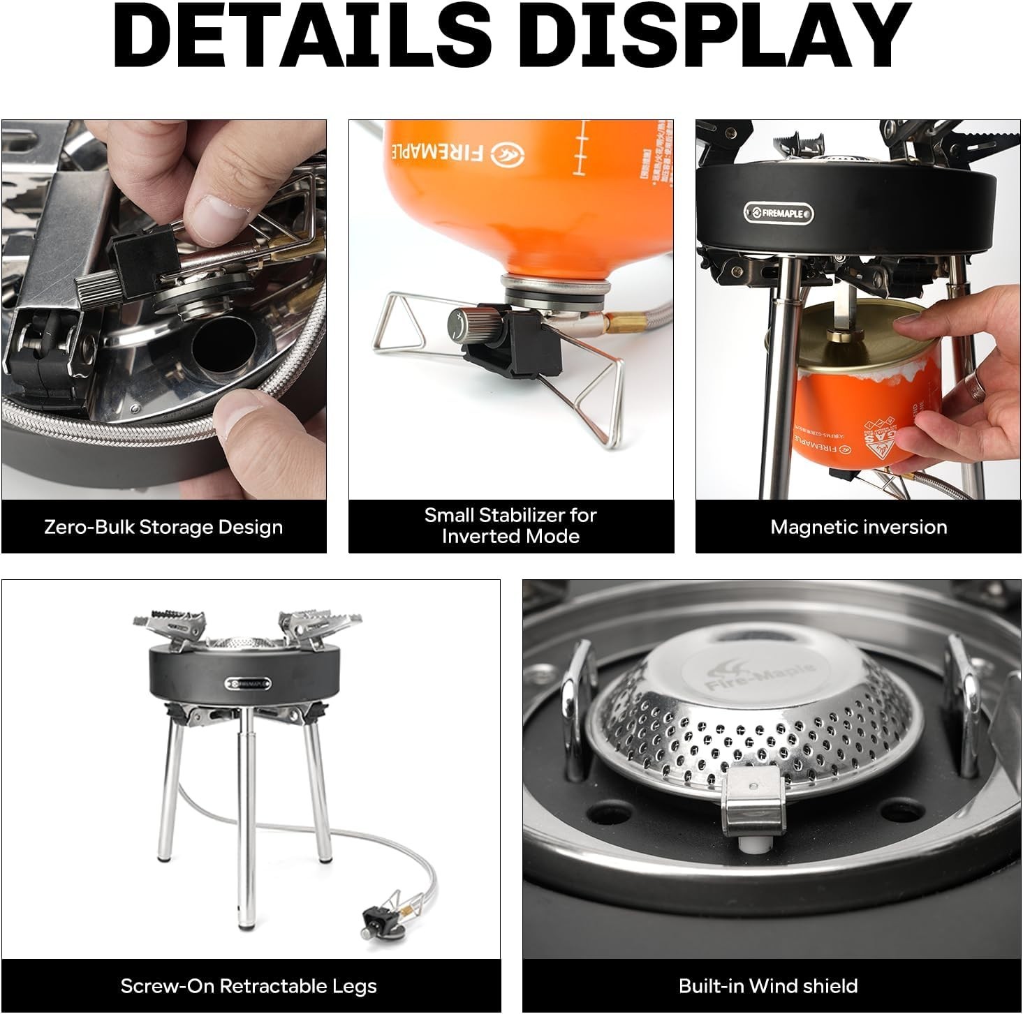 Portable High Output Camping Stove Dual Preheating Tubes for Reliable Cooking