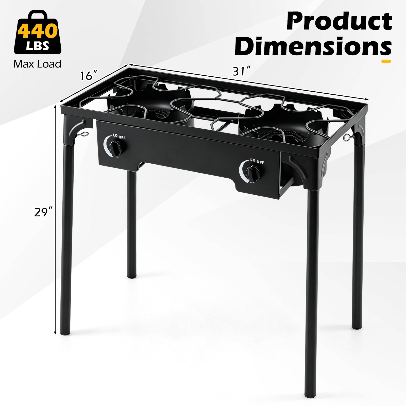 2 Burner Outdoor Propane Gas Stove w/Adjustable Regulator & Hose 160000 BTU