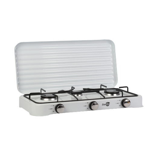 Outdoor Portable Gas Camping Stove Gas Cooker w/Lid 2.2kw*2+1kw*1 3 Burners