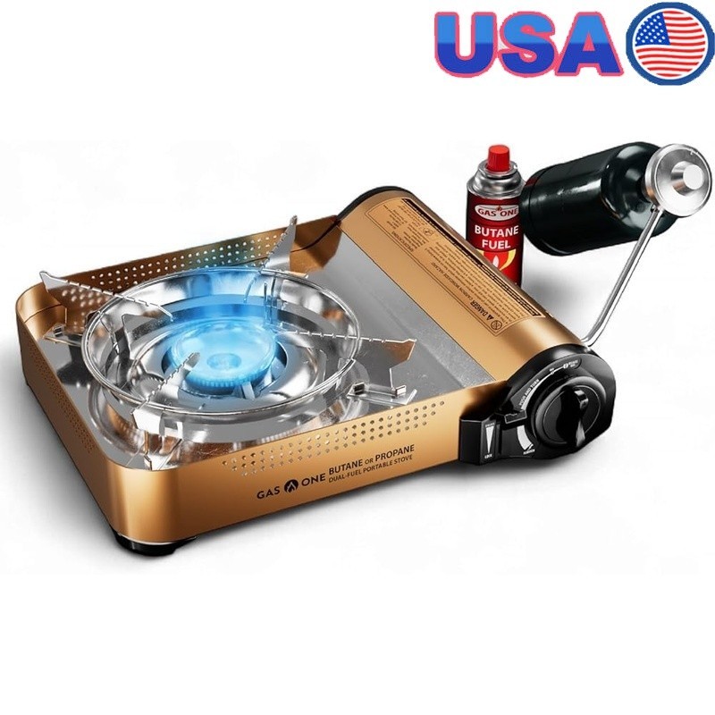 Portable Dual Fuel Camping Stove Butane Propane High Heat Output Auto Ignition