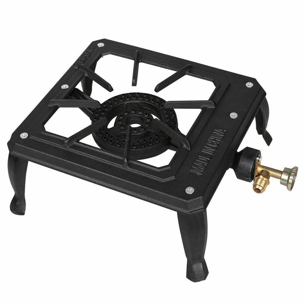 Single Burner Camping Stove Cast Iron Propane Gas LPG Outdoor BBQ Cooker US
