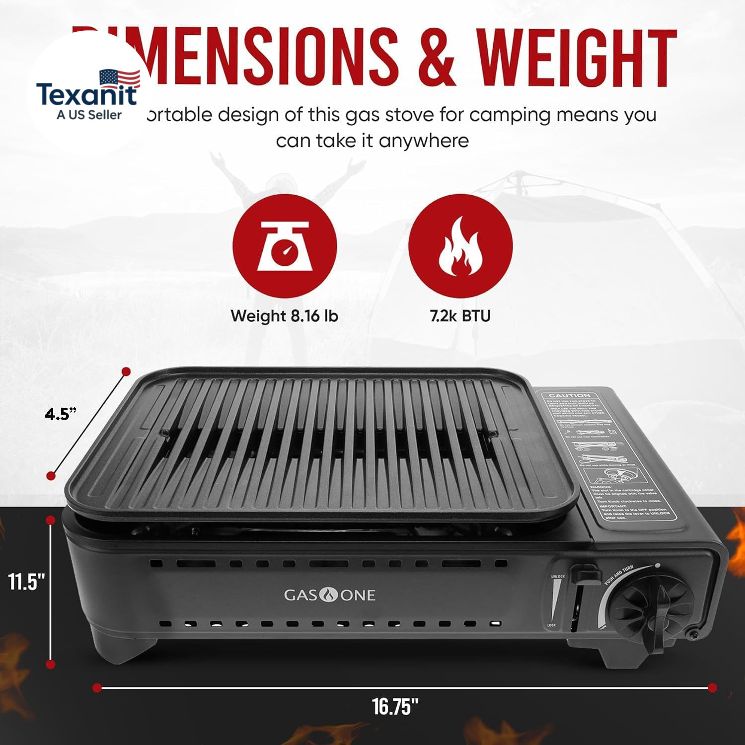 Propane or Butane Grill Stove GS-2400P Dual Fuel Portable Camping Grill Gas Stov