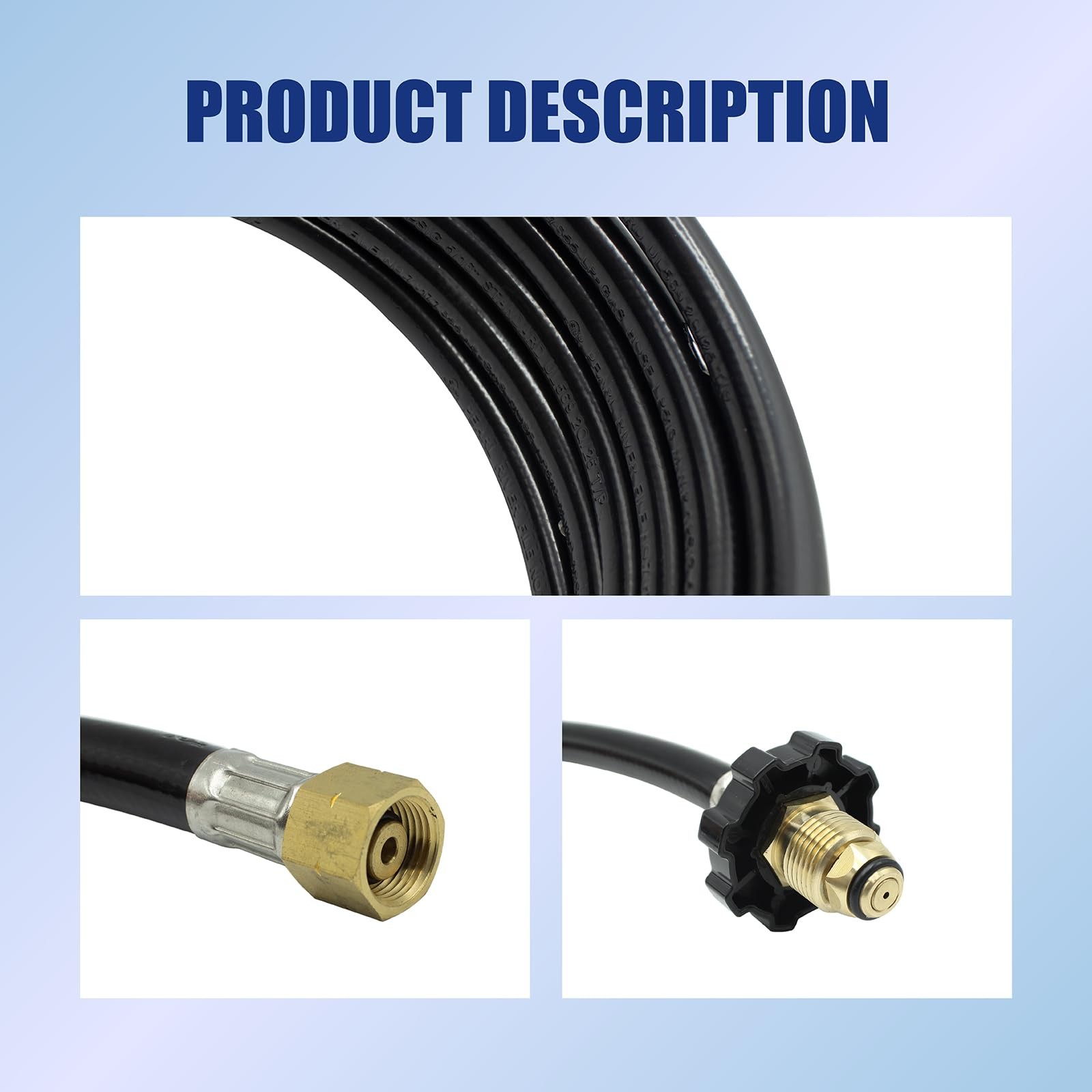 12FT Propane Torch Hose for Connection Weed Burner Heating 12 Feet, Black