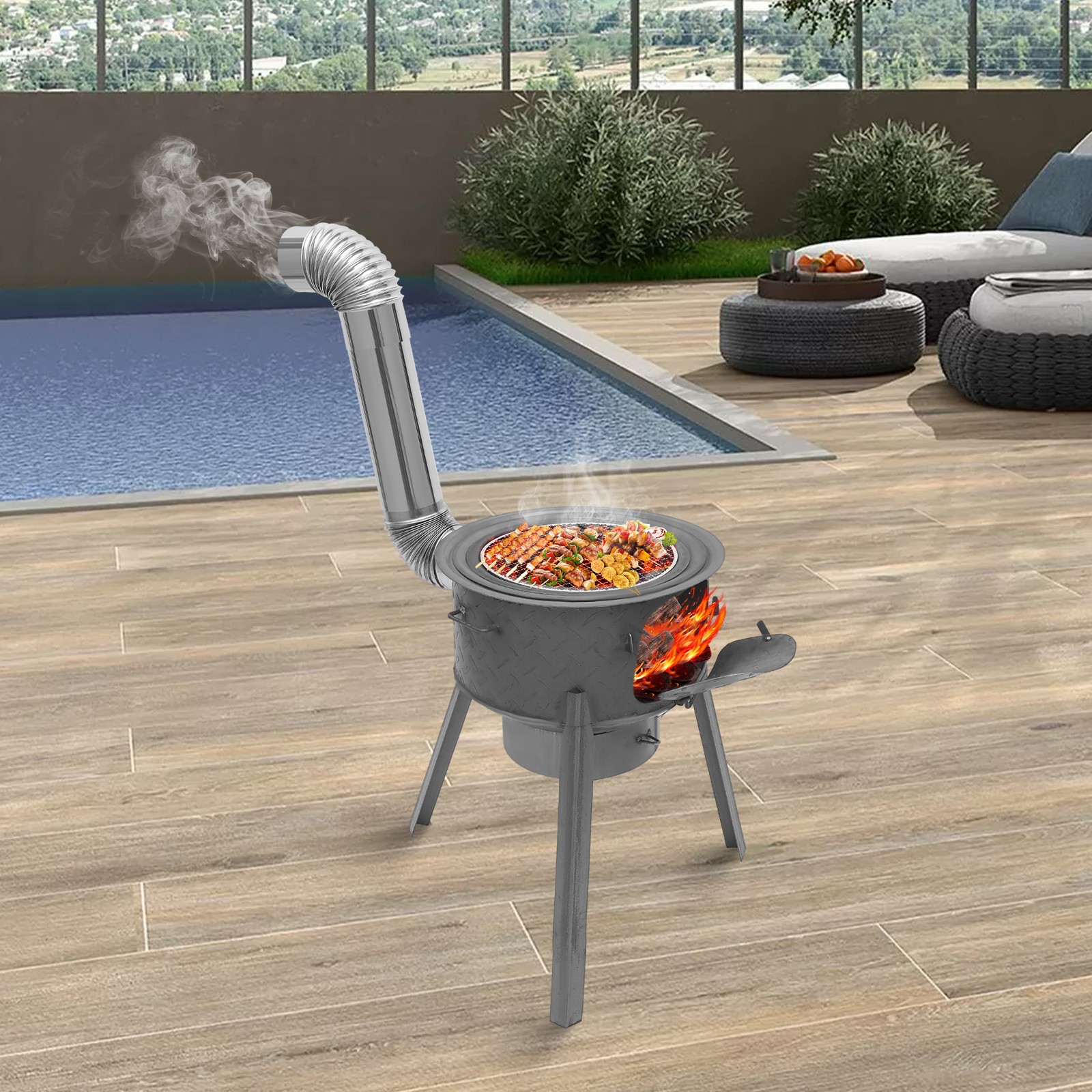 Multifunctional Portable Wood Burning Stove for Camping and Outdoor Cooking