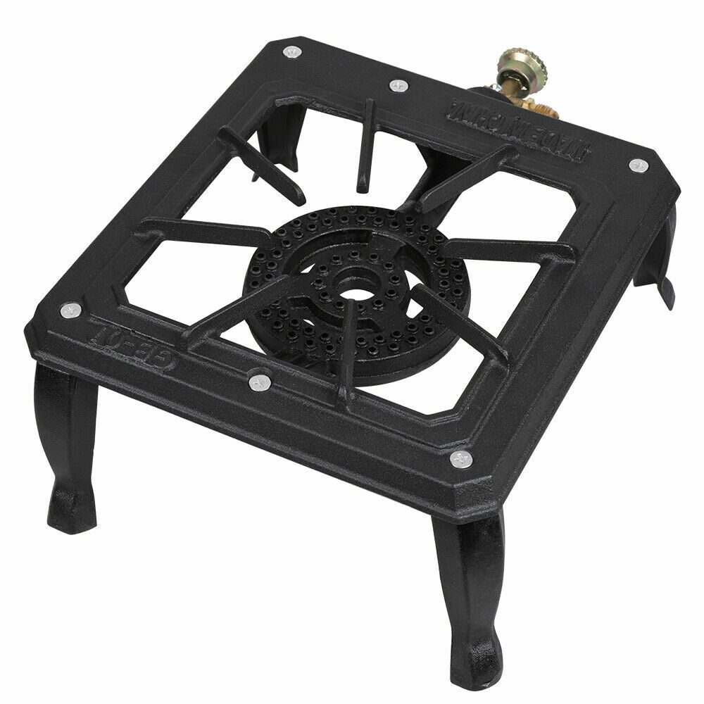 Single Burner Camping Stove Cast Iron Propane Gas LPG Outdoor BBQ Cooker US