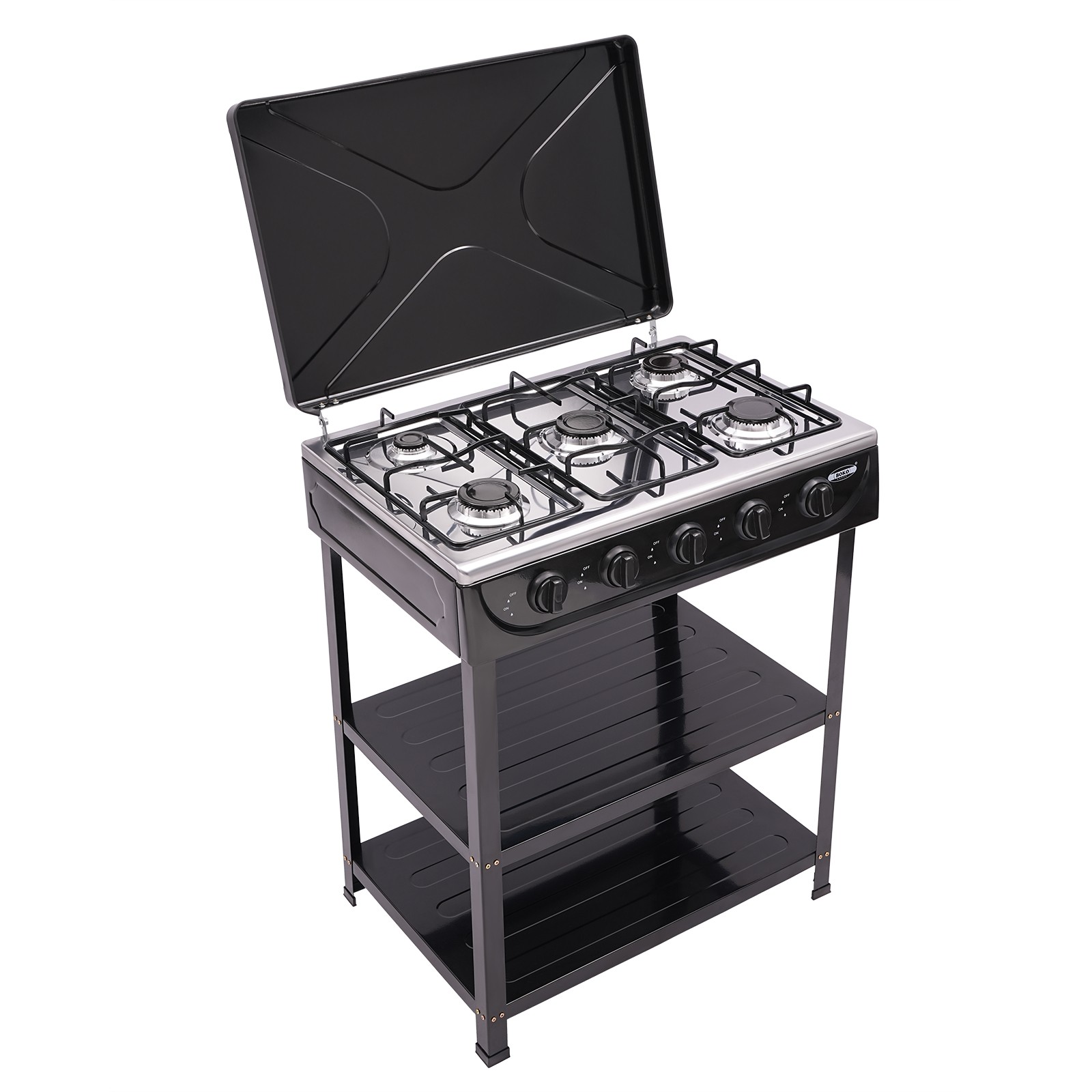 Outdoor Cooking Natural Gas Stove 5-Burners W/ Storage Rack For Camping/Kitchen