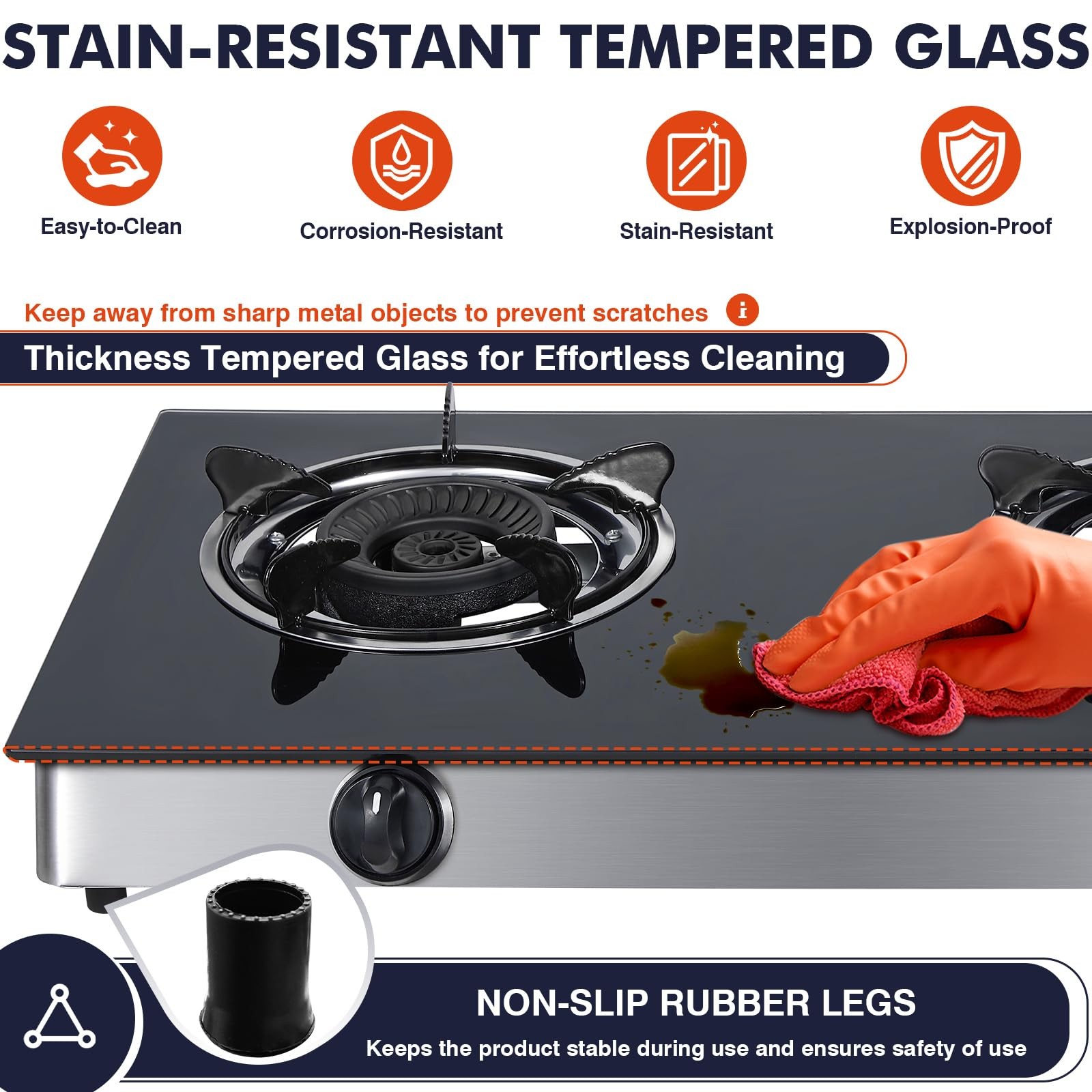 Llamaviva 2 Burner Propane Stove, High Output Gas Cooktop 2-Burner