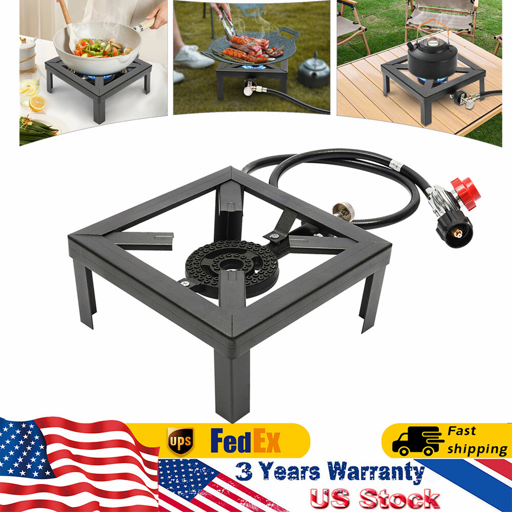 Propane Cooker Burner Stove Gas Outdoor Cooking Camping Stand BBQ Grill + Hose