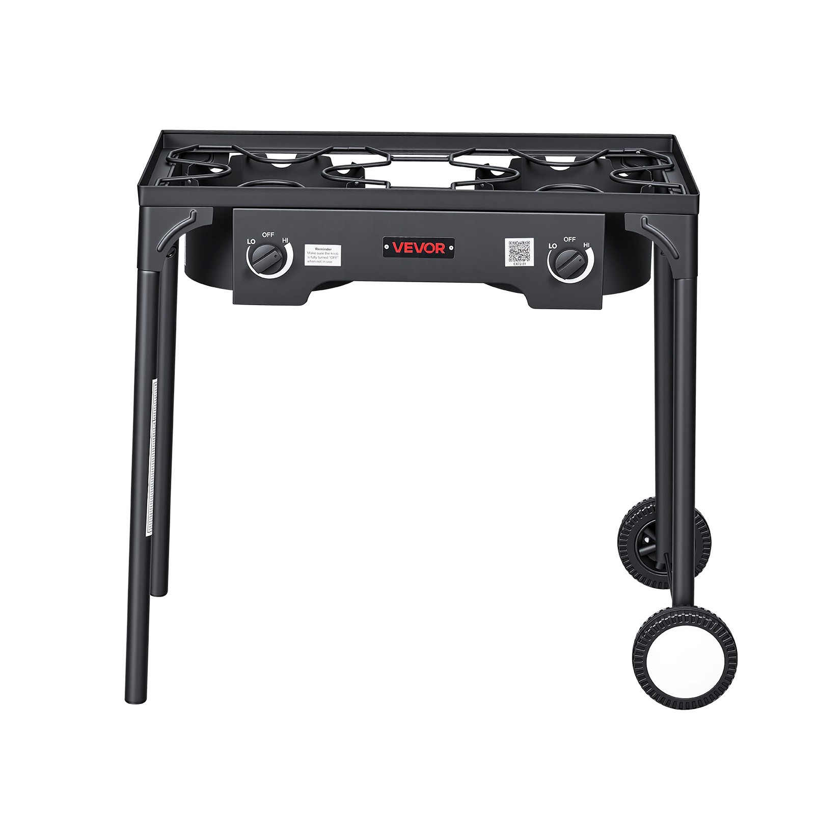 VEVOR 2 Burner Propane Gas Stove 150000 BTU Outdoor Camping Cooker with Wheels
