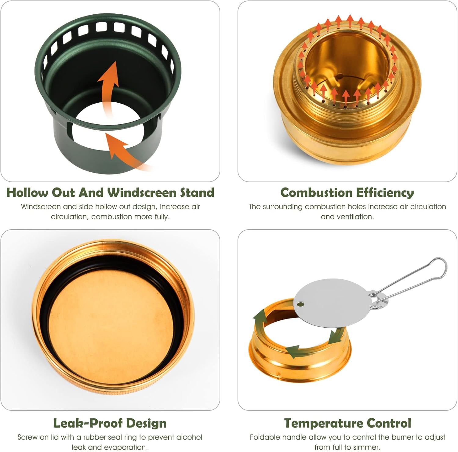 2 In 1 Mini Brass Alcohol Stove With Stand Portable Camping Burner